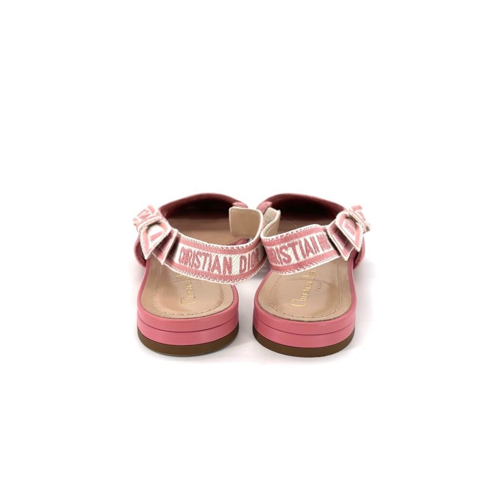 Dior & Moi Cannage Mesh Pink Bow Logo Slingback Flats Sandals 40.5 - Picture 7 of 10